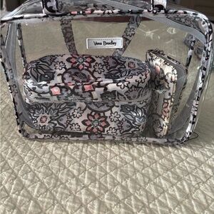 Vera Bradley Floral Cosmetic Bag Set - Gray, Pink, Black